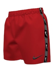 Nike Red Swim Logo Tape 4 Inch Volley Shorts - Image 2 of 4