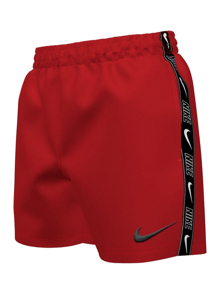 Nike Red Swim Logo Tape 4 Inch Volley Shorts - Image 2 of 4