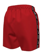 Nike Red Swim Logo Tape 4 Inch Volley Shorts - Image 3 of 4