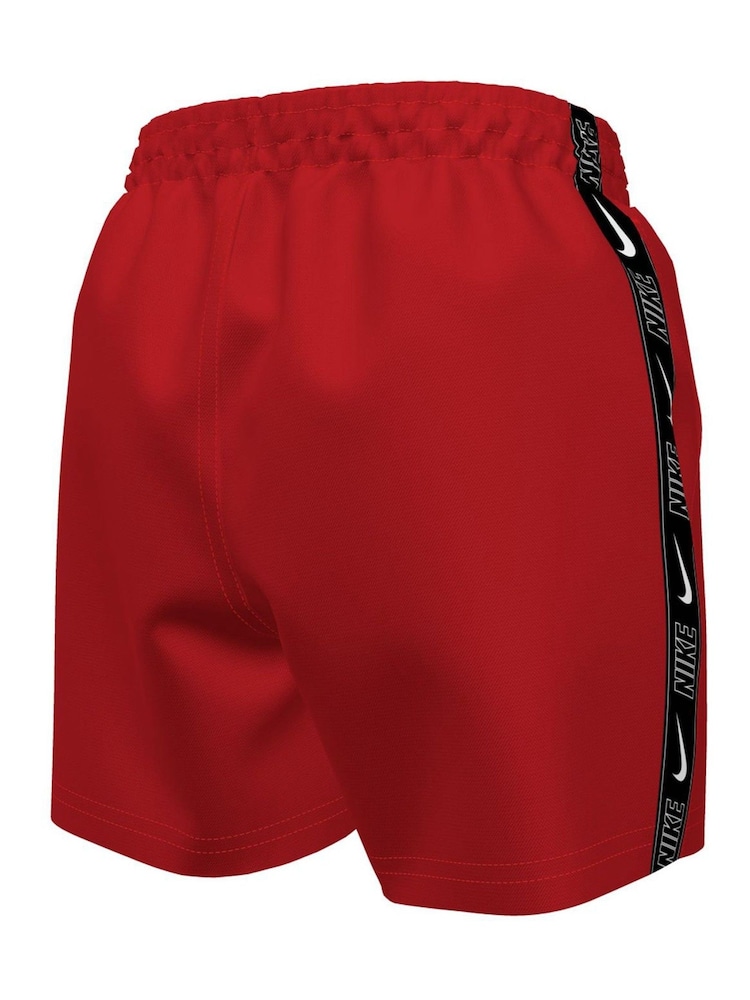 Nike Red Swim Logo Tape 4 Inch Volley Shorts - Image 3 of 4