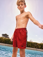 Nike Red 4 Inch Swim Logo Tape 4 Inch Volley Shorts - Image 5 of 5