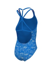 Nike Blue Nike Swim  All Over Print Cross Back Swimsuit - Image 4 of 5