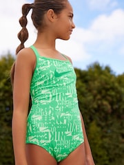 Nike Green Nike Swim  All Over Print Cross Back Swimsuit - Image 1 of 9