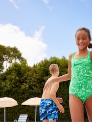 Nike Green Nike Swim  All Over Print Cross Back Swimsuit - Image 2 of 9