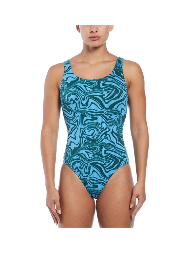 Nike Blue Nike Swim Swirl Swimsuit - Image 1 of 4