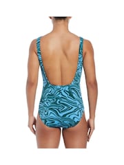 Nike Blue Nike Swim Swirl Swimsuit - Image 3 of 4