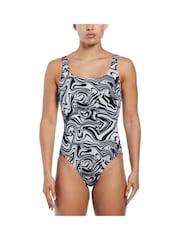 Nike Black Nike Swim Swirl Swimsuit - Image 1 of 4