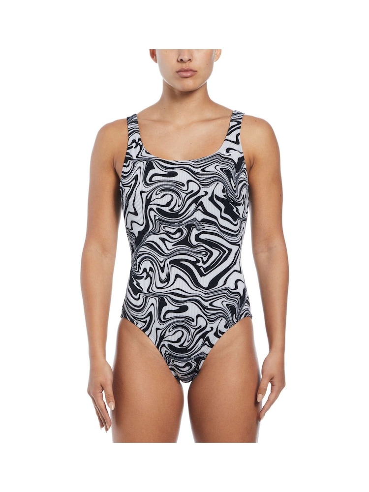 Nike Black Nike Swim Swirl Swimsuit - Image 1 of 4