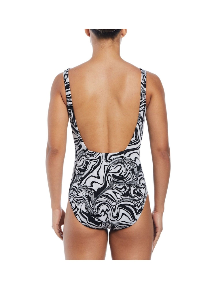 Nike Black Nike Swim Swirl Swimsuit - Image 2 of 4