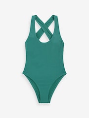 Nike Green Swim Crinkle Textured Swimsuit - Image 6 of 6