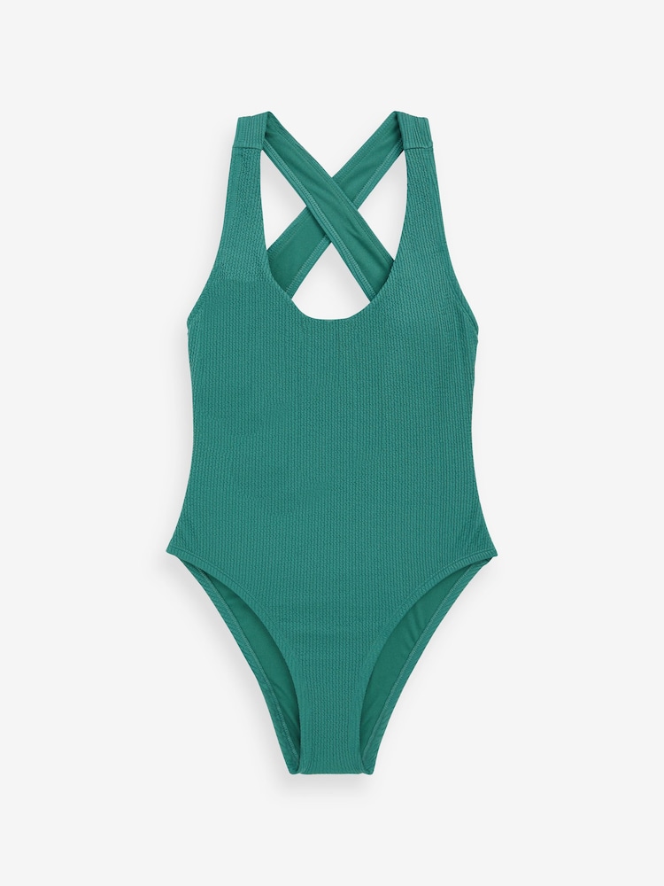 Nike Green Swim Crinkle Textured Swimsuit - Image 6 of 6
