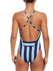 Nike Swim Blue Statement Stripe Swimsuit - Image 2 of 5