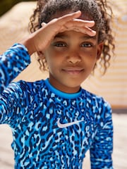 Синий - Nike Swim Animal Print Long Sleeve Bikini Set - Image 4 of 9
