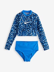 Синий - Nike Swim Animal Print Long Sleeve Bikini Set - Image 9 of 9