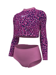 Nike Pink Swim Animal Print Long Sleeve Bikini Set - Image 4 of 4