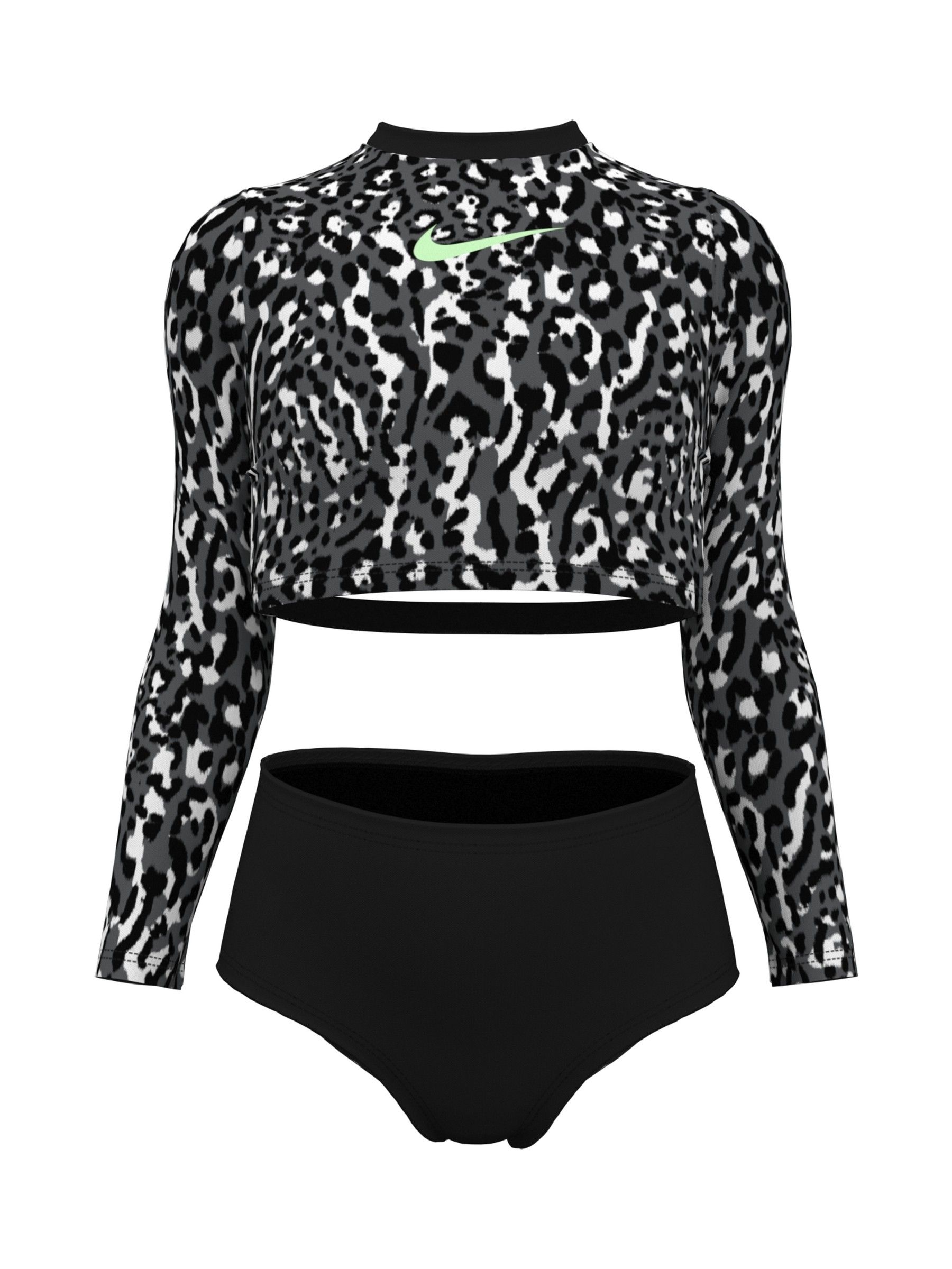 Buy Nike Black Nike Swim Animal Print Long Sleeve Bikini Set from Next Luxembourg