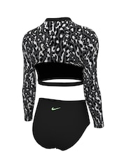Черный - Nike Swim Animal Print Long Sleeve Bikini Set - Image 7 of 8