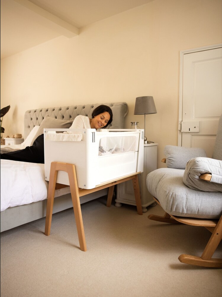 Gaia Baby White Hera Bedside Scandi Crib - Image 1 of 4