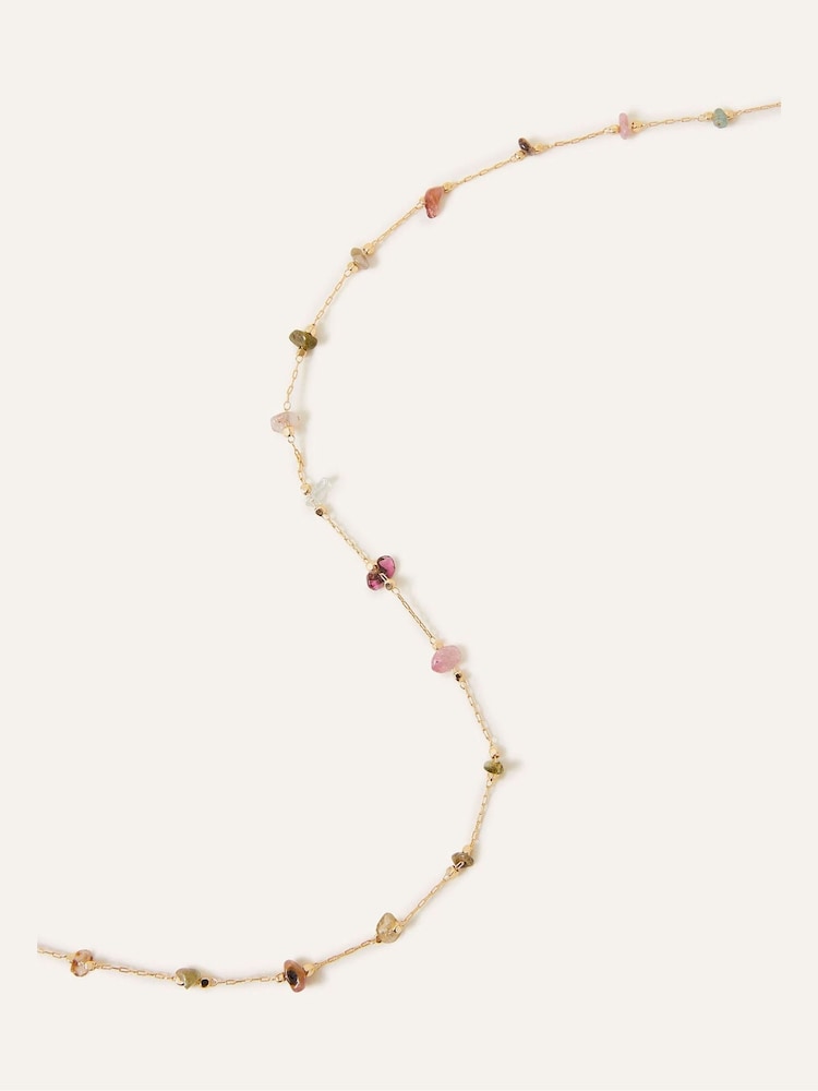 Accessorize 14ct Gold Plated Healing Stone Station Necklace - Image 3 of 3