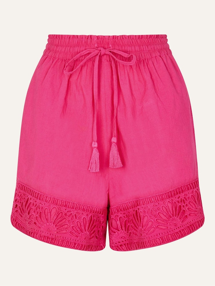 Accessorize Pink Shell Broderie Shorts - Image 4 of 4