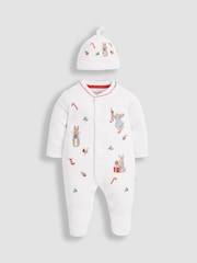 Conjunto navideño de Peter Rabbit compuesto por pijama y gorro de algodón para bebé de JoJo Maman Bébé - Imagen 1 de 3
