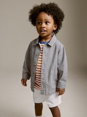 Stripe 100% Cotton Denim Shacket T-Shirt and Shorts Set (3mths-7yrs) - Image 1 of 7