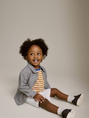 Stripe 100% Cotton Denim Shacket T-Shirt and Shorts Set (3mths-7yrs) - Image 2 of 7