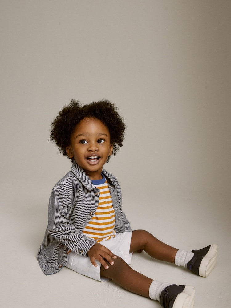 Stripe 100% Cotton Denim Shacket T-Shirt and Shorts Set (3mths-7yrs) - Image 2 of 7