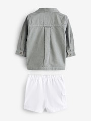 Stripe 100% Cotton Denim Shacket T-Shirt and Shorts Set (3mths-7yrs) - Image 5 of 7