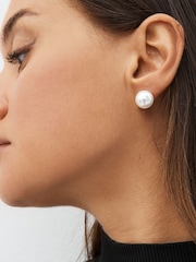 White Pearl Effect Stud Earrings 5 Pack - Image 1 of 3