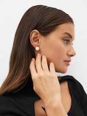 White Pearl Effect Stud Earrings 5 Pack - Image 2 of 3