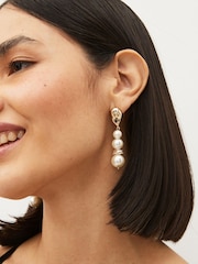 Gold Tone Pearl Drop Earrings - Image 1 of 3