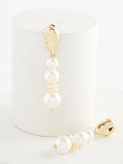 Gold Tone Pearl Drop Earrings - Image 3 of 3