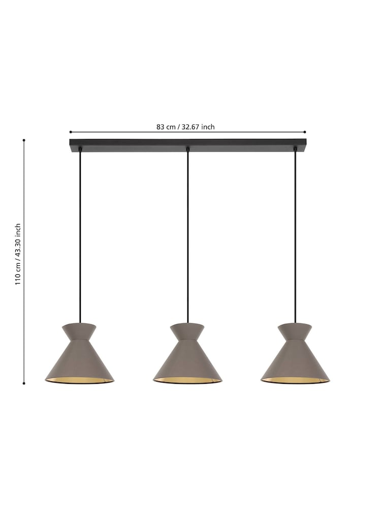 Eglo Black Nastasia 3 Pendant Ceiling Light - Image 4 of 4