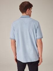 Light Blue Geo Short Sleeve Print Polo Shirt - Image 4 of 7
