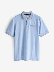 Light Blue Geo Short Sleeve Print Polo Shirt - Image 5 of 7