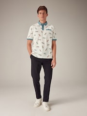 White Dragonfly Short Sleeve Print Polo Shirt - Image 2 of 7