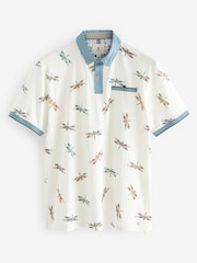 White Dragonfly Short Sleeve Print Polo Shirt - Image 5 of 7
