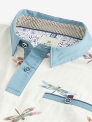 White Dragonfly Short Sleeve Print Polo Shirt - Image 6 of 7