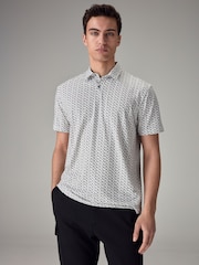 Grey Crane Print Polo Shirt - Image 1 of 7