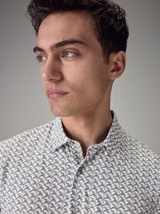 Grey Crane Print Polo Shirt - Image 4 of 7