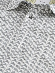 Grey Crane Print Polo Shirt - Image 6 of 7