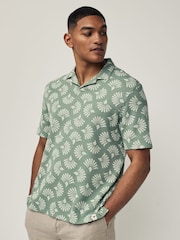 Green/White Textured Print Polo Shirt - Image 1 of 7