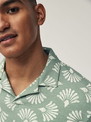 Green/White Textured Print Polo Shirt - Image 4 of 7