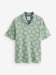 Green/White Textured Print Polo Shirt - Image 5 of 7