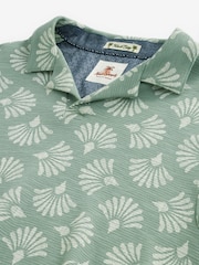 Green/White Textured Print Polo Shirt - Image 6 of 7