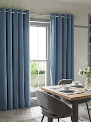 Light Blue Sumptuous Velvet Eyelet Lined Curtains - Image 1 of 5