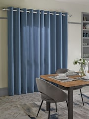 Light Blue Sumptuous Velvet Eyelet Lined Curtains - Image 2 of 5