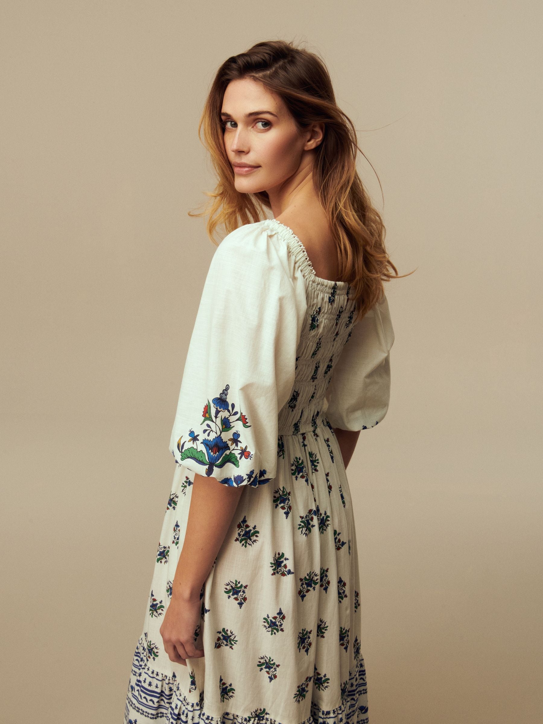 Buy Laura Ashley White Square Neck Border Dress from Next