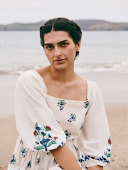 Laura Ashley White Square Neck Border Dress - Image 6 of 6
